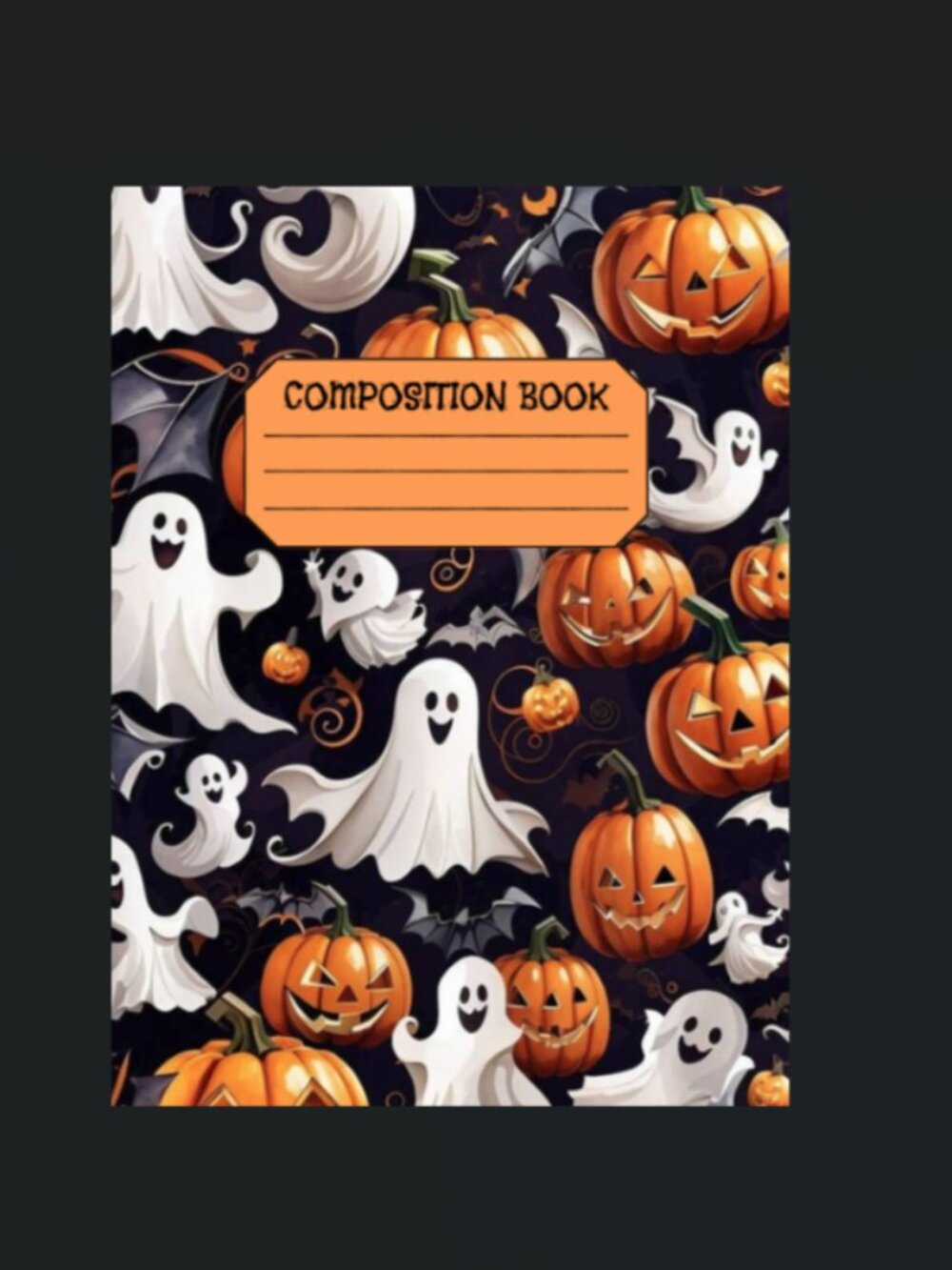 Custom Composition Book & Mini Notebook Set, Happy Ghosts and Pumpkins, Handmade